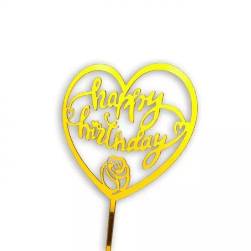 Топпер "Happy Birthday сердце" золото