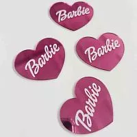 Набор зеркальных акриловых топперов сердца "Barbie" (Барби), малиновый