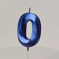 Свеча цифра "0", синяя