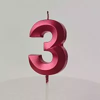 Свеча цифра "3", красная