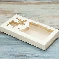 Коробка для плитки шоколада "Олененок" белая, 16*8*1,7см4