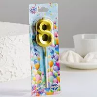 Свеча цифра "8" Грань, золото