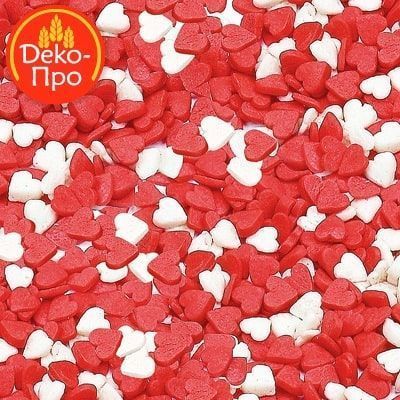 Посыпка сердечки кр/бел мини, 50г. Посыпка сердечки кр/бел мини, 50г.