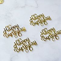 Набор зеркальных акриловых топперов "Happy Birthday", золото