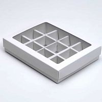 Коробка для 12 конфет, белая 19*15*3,5см