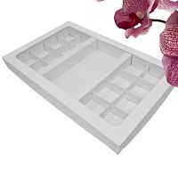 Коробка под 16 конфет и плитку, белая 30*19,5*3,5см