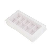 Коробка для 10 конфет, белая с прозр. крышкой, 23*11*3,5см