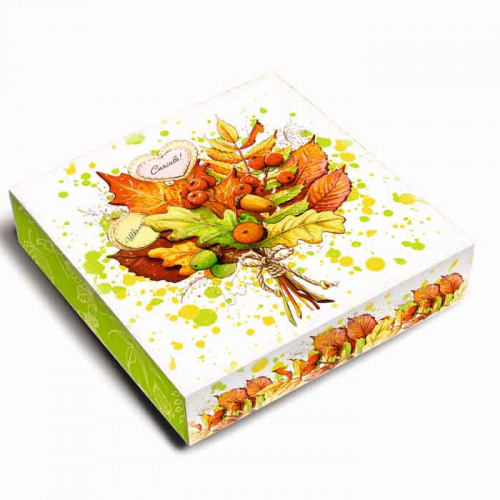 Коробка для 9 конфет "Осенний букет" 13,8*13,8*3,8см фото 2