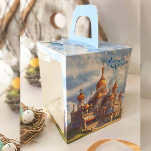 Коробка для кулича "Русский Храм" 15*15*18см