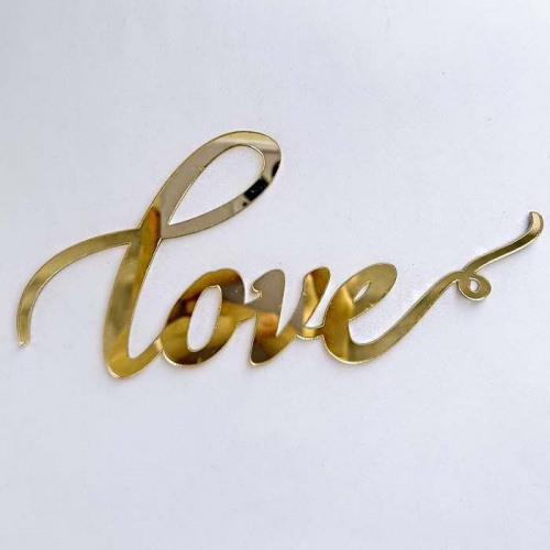 Зеркальный акриловый топпер "love", золото