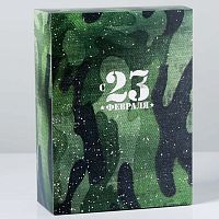 Коробка складная "23 февраля" зеленая, 22*30*10см